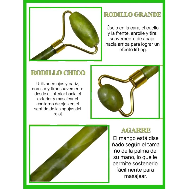 Rodillo de Jade + Guasha Facial Antiedad – Masaje Relajante
