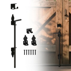 URDOGSL 18" Heavy Duty Cane Bolts for Gates with Black Rustproof Powder Upgraded Hardware Gate Drop Rod for Wood PVC Vinyl Fences Gates, Double Doors-1 Pack