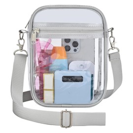 Oraben Stadium Approved Clear Purses for Women - Silver, Small Shoulder Bag Messenger Bag for Concerts & Sports Events