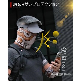 RIDEIRON Face Cover, Face Mask, Sun Protection, UPF 50+, Cool to Touch, Sweat Absorbent, Quick Drying, For Motorcycles, Sports, Unisex, Summer, UV Protection, Breathable, Fishing