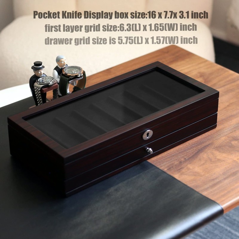 Pocket Knife Display Case for men collection holder 15-17 folding