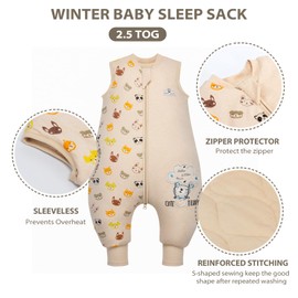 Mosebears Baby Sleep Sack with Feet，Baby Winter Sleep Sack for Toddler Thicken 2.5 TOG (6-18 Months, Baby Height 28-34 inches)