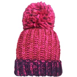 RockJock Unisex Mens Ladies Supersoft Warm Cosy Melange Colour Rib Knitted Winter Beanie Hat with Pom Pom