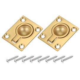 PATIKIL 1-7/8"x1-1/2 Flush Pull Ring Handles, 2 Pcs 316 Stainless Steel Square Recessed Door Pull Hidden Boat Hatch Latch with Screws for Marine Yacht Furniture, Gold