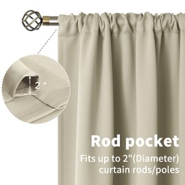BGment Short Blackout Curtains 36 Inches Length for Basement Kitchen - Rod Pocket Thermal Insulated Room Darkening Window Drapes for Bathroom Camper, Light Camel, 2 Panels, 42 x 36 Inch