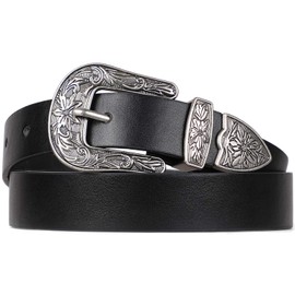 Western Belts for Women - Vintage Western Design Ladies Cowgirl Waist Belt for Pants Jeans Dresses by WHIPPY Black M