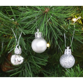 Toyland Pack of 25-25mm SILVER Shiny and Matt Christmas Tree Ornaments