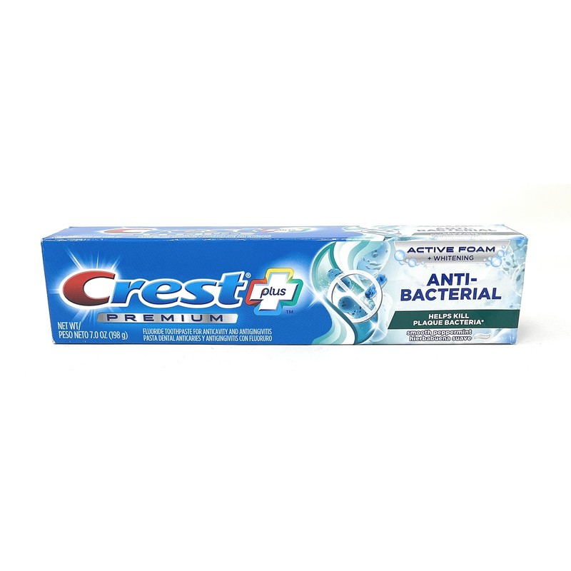 Crest Premium Plus Anti-Bacterial Toothpaste, Smooth Peppermint Flavor 7.0 oz