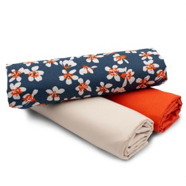 VmG-Store 1.5 m Cotton Fabric Set Design Fabric + 2 x Plain Colour Coordinated 100% Cotton Material Selection (Cherry Blossom Set66)