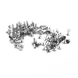 Shuokecrafts 50 Sets 5mm Metal Snap Rivets Chicago Screw,Assorted Kit Slotted Cross Head Stud Nail Rivets, Chicago Button for DIY Planner, Leather Decoration, Bookbinding