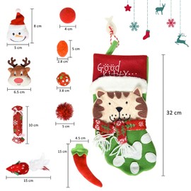 JETEHO Christmas Cat Stocking Toys,10 Pcs Cat Feather Mice Catnip Toys Set with Interactive Wand for Kitty Kitten Variety Pack, Christmas Hanging Stocking for Pet Cats