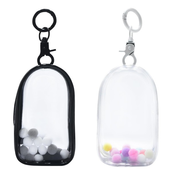 2PCS Clear Figure Display Case with Keychain Portable PVC Small