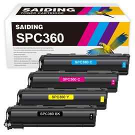 SAIDING SPC360 Toner Cartridge Compatible with Ricoh SP C360 C361 C360DNw C360SFNw Printers [High Yield] 408176 408177 408178 408179 4-Color-Pack 7000 and Colors 5000 Pages
