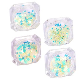 BIUDECO 4 Pack Manicure Luminous Sequins 5 Geometric Nail Art Decor DIY Decal Material for Parties