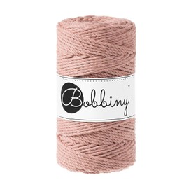 Bobbiny Macrame Rope, 3 Strands, 0.1 inch (3 mm), 328.4 ft (100 m), Bobigny, Macrame Cord, 3Ply Triple Twist, Blush