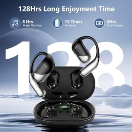 Auriculares inalámbricos con clip abierto para la oreja 2026, auriculares de conducción ósea, Bluetooth, micrófono integrado, impermeable, pantalla LE