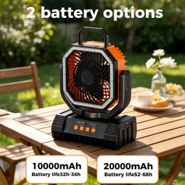 Multifunctional LED Light Usb Outdoor Fan 4 Speed Portable Standing Fan Household 20000mah Rechargeable Camping Fan F6Scolor: Army Green, Plug Type: TYPE-C