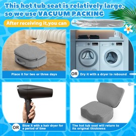 Yerliker 1 Pcs Foldable Hot Tub Booster Seat for Adults Adjustable 2 Heights up to 6.3", Weighted Booster Seat 3D Air Mesh Hot Tub Accessories Quick Dry Micro Dot Non Slip for Spa Bathtub Pool (Gray)