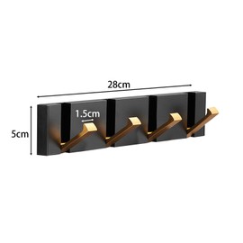 Spotact Wall Mounted Coat Rack 70 Degree 4 Hooks for Hanging Coats Clothes Black Golden Metal Towel Hanger 11.02 * 1.97 * 0.59 Inch for Entryway Bathroom Bedroom Kitchen (T1 4 Hooks, Black Gold)