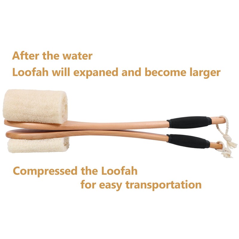 OWIIZI Back Loofah Scrubber Brush with Long Handle, Hard Loofa