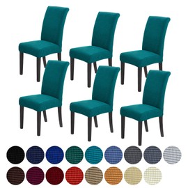 Howhic Stretch Chair Covers for Dining Room Set of 6, Removable Washable Dining Room Chair Covers, Dining Chair Slipcovers Seat Protector, Great Home Decor and Banquet Upholstery (Teal, 6 Pack)