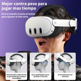JESWO Head Strap Compatible with Meta Quest 3, 3 en 1 Accesorios for Meta Quest 3 Strap Adjustable, Enhanced Comfort Headstrap Replacement, Reduce la presión de la Cabeza