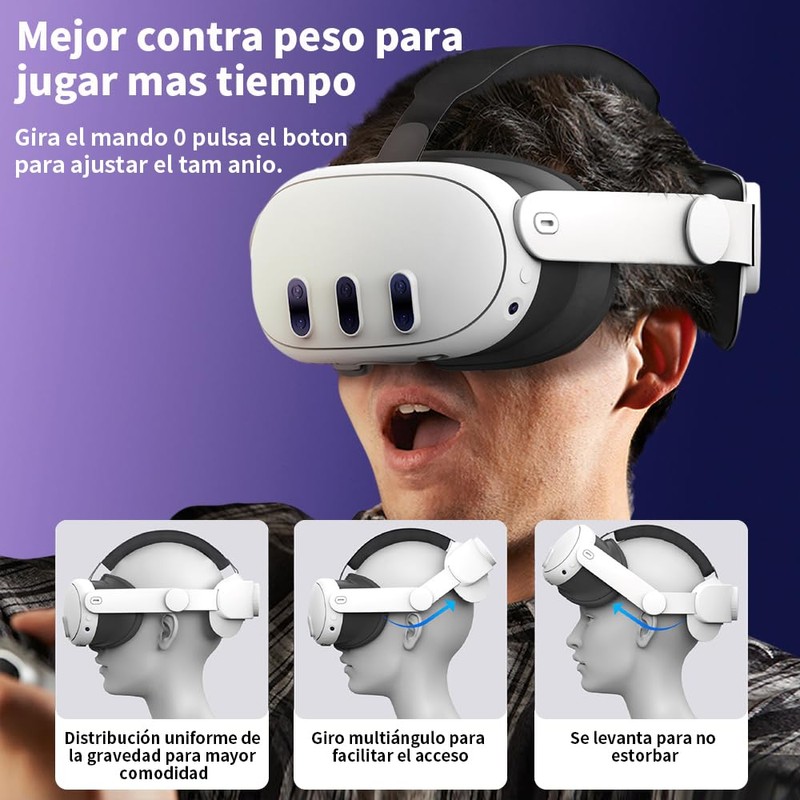 JESWO Head Strap Compatible with Meta Quest 3, 3 en