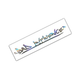 Bad Influence Windshield Banner Decal Sticker Holographic Oil Slick Silver Chrome Graphic 33"
