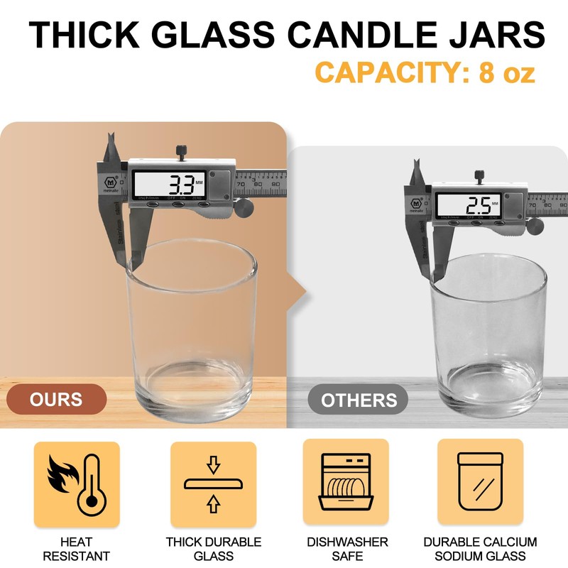 SHOWIN 8 OZ Thick Candle Jars for Making Candles 15