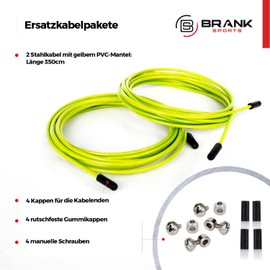BRANK Sports® Replacement Cable Packages for Crossfit Skipping Ropes, 2 Steel Ropes for Speed Skipping Ropes (Diameter 2.5 mm - Yellow)