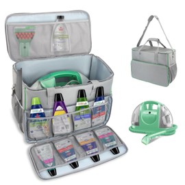Carry Bag for Bissell Little Green Machine 1400B, Large Storage Bag Carrying Case for Bissell Carpet Cleaner, Car Vacuum Attachments Cleaning Tools Organizer, Cleaner Solution Pocke, Grey(Bag Only)