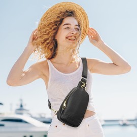 Kattee Crossbody Bag for Women, Womens Leather Fanny Sling Purse for Travel，Small Sling Bag with RFID Blocking