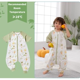 Panegy Sleeper for Kids, Summer, Baby Rompers, Kids' Sleeping Bag, Coverall, Front Opening, Short Sleeve, Prevents Sleeping Cold and Kicking Futons, Present, Boys and Girls, #a