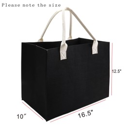 Kaxilu Felt Tote Bags Heavy Duty with Handles - Light, 16.5"x12.5"x10", Black, 3pc Set, DIY Gifts