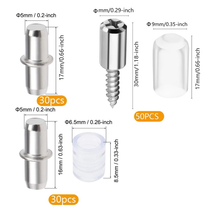 Keoferlo Shelf Pegs 5mm Shelf Pins 110 Pack Cabinet Support