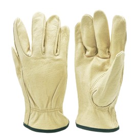 G & F 2002M-3 Full Grain Pigskin Leather Work Gloves, Drivers Gloves, Premium Washable Leather, Size Medium. (Value Pack: 3 pairs)