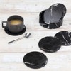 Leather Coasters with Holder Set of 6,Black Marble Coasters for