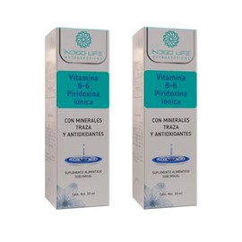 INDIGO LIFE NUTRACEUTICOS Pack Doble Vitamina B6 Ionizada – Soporte Nutricional y Energizante – 2 Frascos Gotero 30 ml