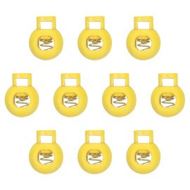 PATIKIL Plastic Cord Lock, 10 Pack Single Hole Toggle Stopper Round Ball Shaped Adjustable Cord Stops Fastener for Paracord, Camping, Hiking, Shoelace Replacement, Yellow