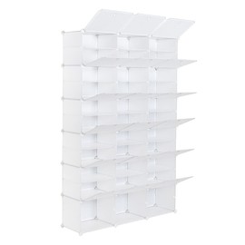 DESIGNSCAPE3D 12-Tier Portable 72 Pair Shoe Rack Organizer 36 Grids Tower Shelf Storage Cabinet Stand Expandable for Heels, Boots, Slippers, White