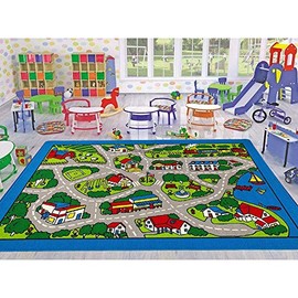 Kids Carpet Playmat City Life - Learn & Have Fun Safe! Children's Educational, Road Traffic System, Multi Color, Play Mat Rug Great for Playing with Cars, Bedroom Playroom (5 Feet X 8 Feet)
