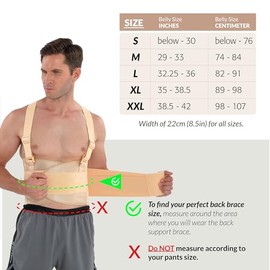 Neotech Care Back Support Belt with Braces for Work - Industrial Lifting Support, Elastic Compression, Hook & Loop Fastening (Beige, Size S)