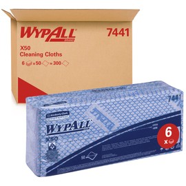 WypAll X50 Colour Coded Cleaning Cloths 7441 - Blue Wiping Cloths - 1 Pack x 50 Interfolded Colour Coded Cloths