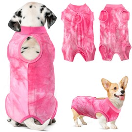 HomeChi Traje de Recuperación para Cirugía de Perro, E-Collar Alternativa Onesie, Mascota Quirúrgica Spay Anti-Licking para Hembra y Macho, Rosa Tie-Dye, M