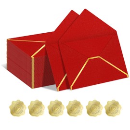 50 Pieces A7 Colorful 5x7 Envelopes V Flap Invitation Envelopes,Letter Envelopes for 5x7 Cards, Birthday, Weddings, Graduations, Greeting Cards, Baby Shower (Red)