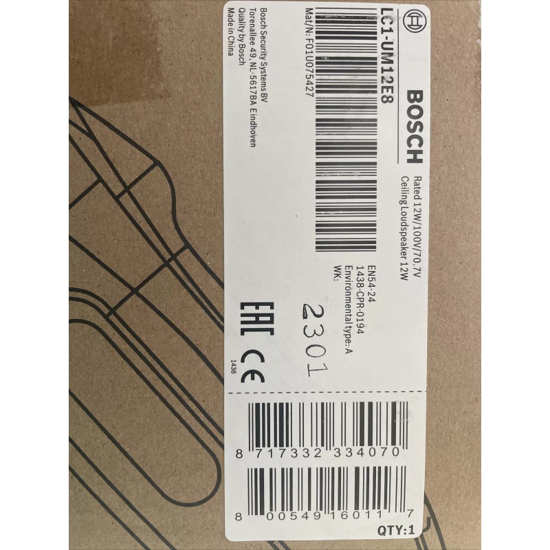 Bosch LC1-UM12E8 CEILING LOUDSPEAKER 18/12 WATT METAL GRILLE ROUND EVAC