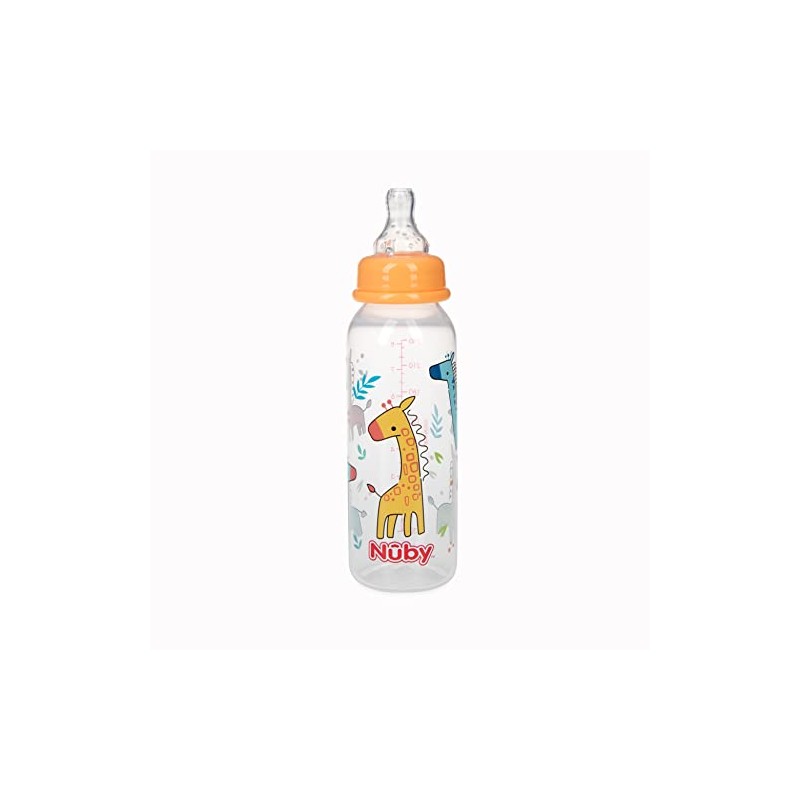 Nuby Printed Non-Drip Bottle, 8 Ounce, Colors May Vary