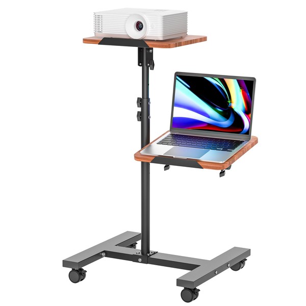 2 Shelves Projector and Laptop Stand,Projector Stand with Wheels,Mobile Laptop