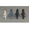 Zeckos Set of 4 Rustic Nautical Cast Iron Shark Wall