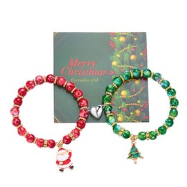 TOFBS Women's Christmas Festive Set of 2 Christmas Bangles Couples Magnetic Bracelets Couples Jewellery Gift Christmas for Festive Occasion, Resin + alloy, Resin + alloy